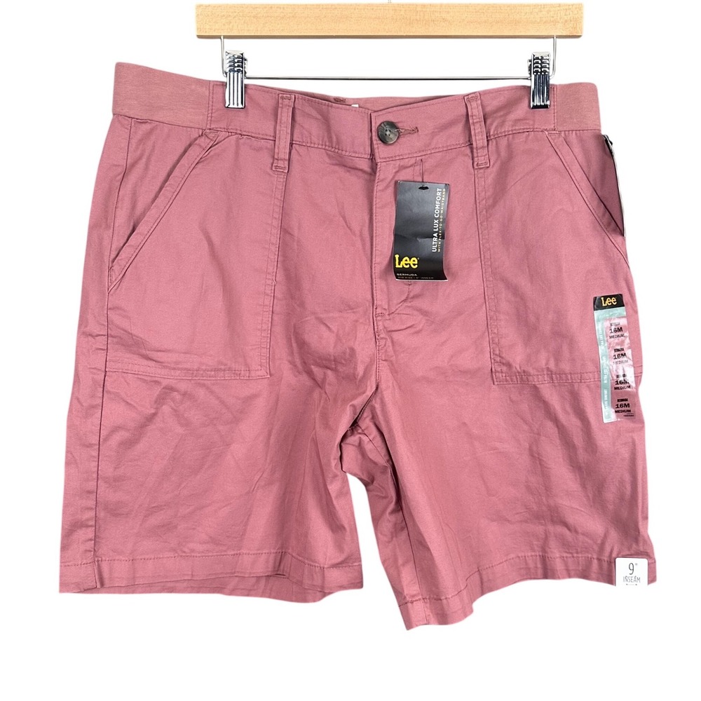 Lee Ultra Lux Comfort Bermuda Shorts Henna Pink Flex-to-Go Waist 112367050 16M